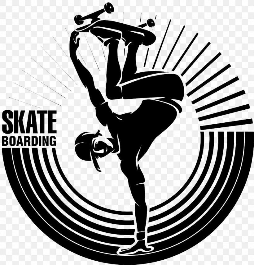 Skateboarding Half-pipe Illustration, PNG, 961x1000px, Skateboard, Black And White, Decal, Electric Skateboard, Halfpipe Download Free