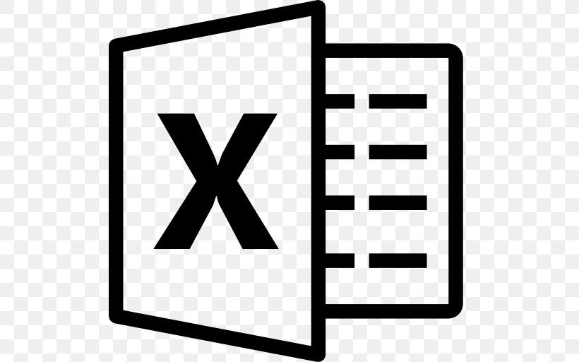 Microsoft Excel ICO Icon, PNG, 512x512px, Microsoft Excel, Area, Black, Black And White, Brand Download Free