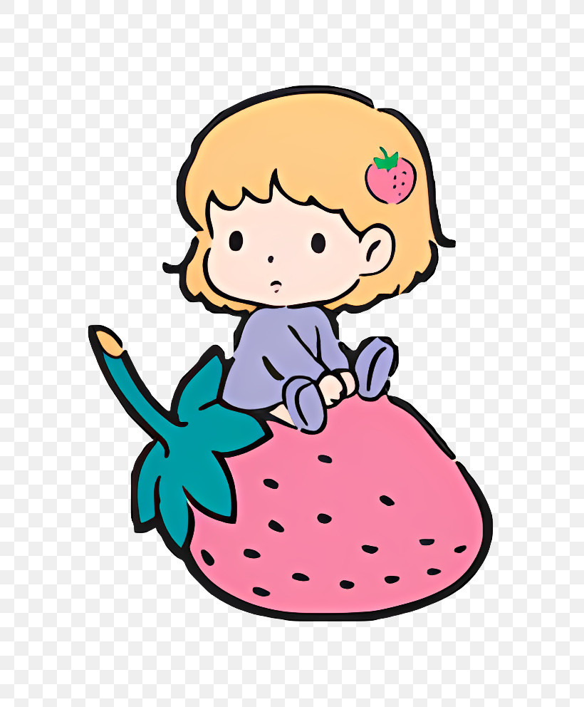 Button Nose - Child Sitting On A Strawberry PNG