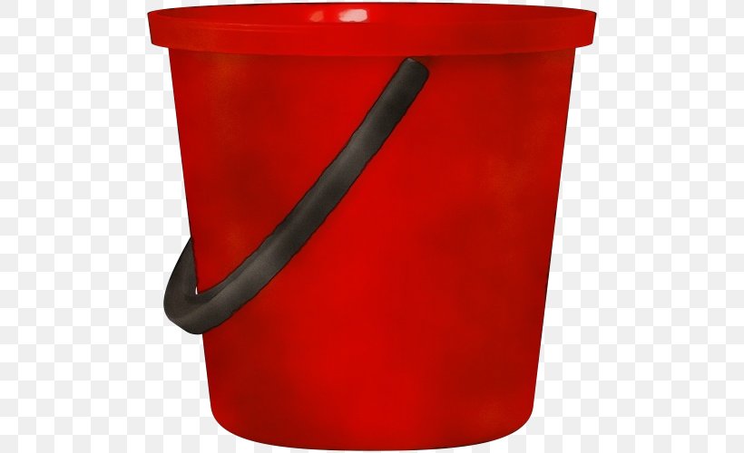 Red Plastic Bucket Waste Container Waste Containment, PNG, 500x500px, Watercolor, Bucket, Drinkware, Paint, Plastic Download Free
