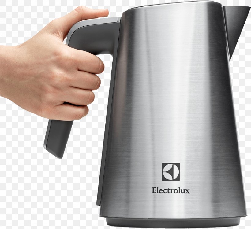 Electric Kettle Electrolux Electric Water Boiler Kitchen, PNG, 858x784px, Kettle, Aeg, Brushed Metal, Coffeemaker, Electric Kettle Download Free