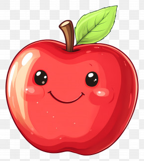 Cartoon Apple - Smiling Red Apple Cartoon PNG
