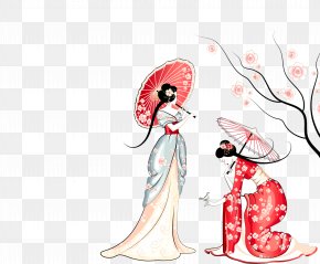 Japanese Cherry Cartoon Japanese Beauty - Japan National Cherry Blossom Festival Poster Advertising PNG