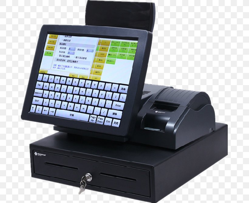 Cash Register Point Of Sale Machine Money Cashier, PNG, 681x668px, Cash Register, Barcode, Blagajna, Business, Cash Download Free