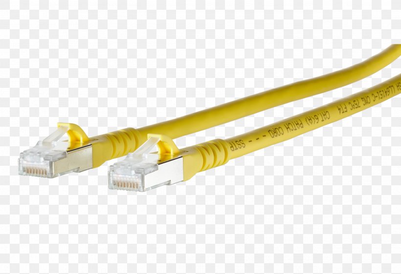 Patch Cable 8P8C Câble Catégorie 6a Yellow Electrical Connector, PNG, 2592x1777px, Patch Cable, Cable, Electrical Cable, Electrical Connector, Electronics Accessory Download Free