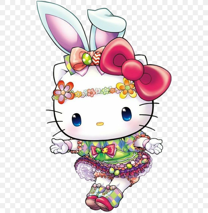 Illustration Hello Kitty Harmony Land Easter Bunny Sanrio, PNG, 559x839px, Hello Kitty, Cartoon, Easter, Easter Bunny, Photography Download Free