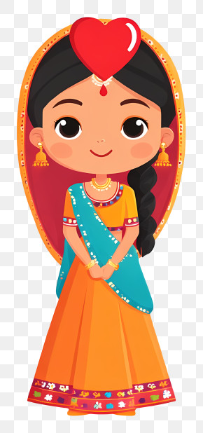 India Colorful Lehenga Kids - Cute Girl Portrait In Sari PNG