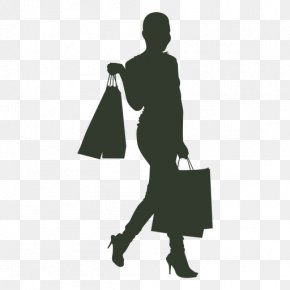 Silhouette - Silhouette Shopping Woman PNG