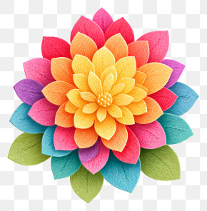 Colorful Layered Paper Flower PNG