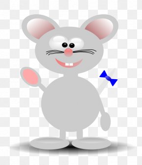 Gray Rat Tail Blue Bow - Computer Mouse Clip Art PNG