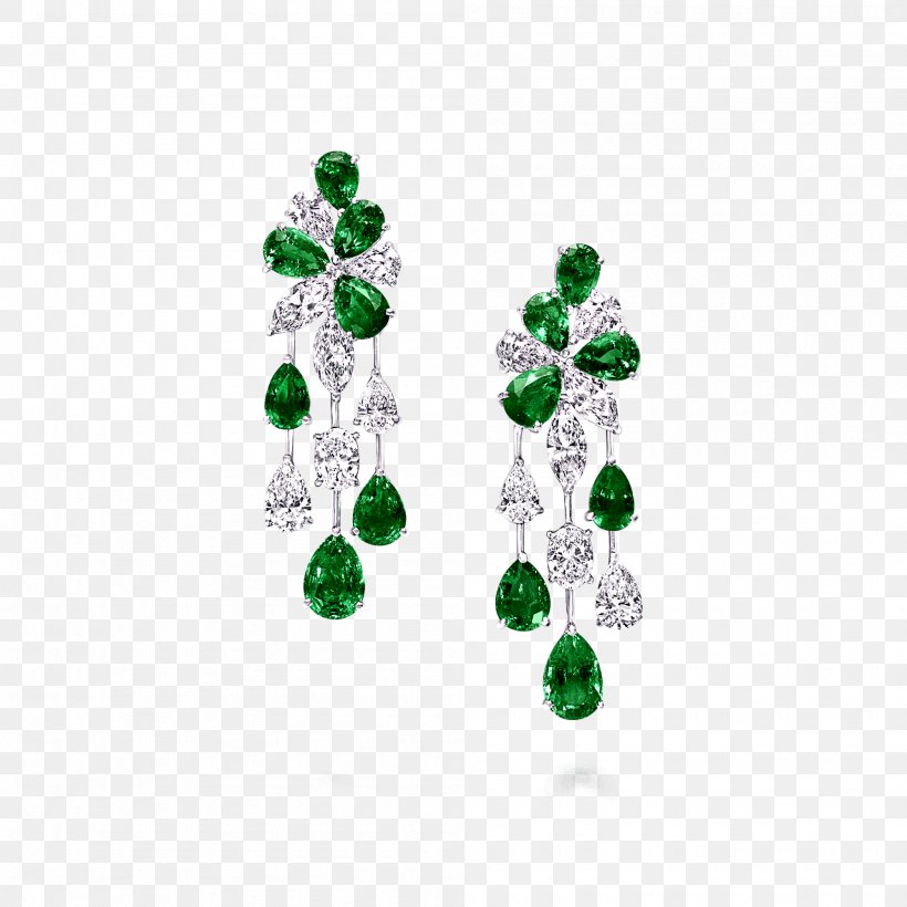 Earring Graff Diamonds Jewellery Emerald, PNG, 2000x2000px, Earring, Body Jewelry, Carat, Diamond, Earrings Download Free
