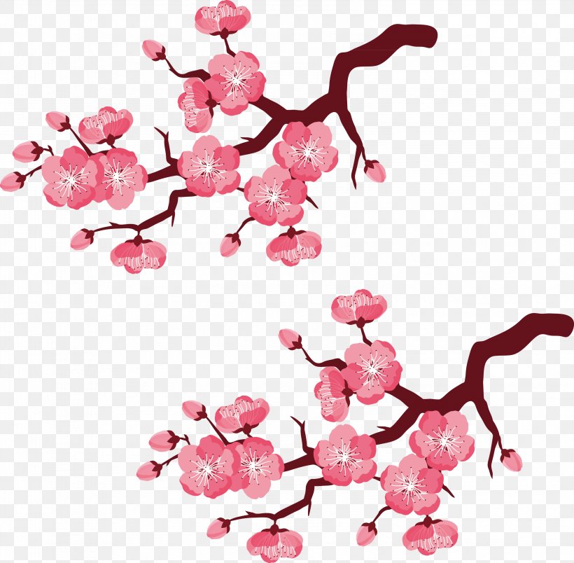 Cherry Blossom Branch Illustration, PNG, 2989x2933px, Watercolor, Cartoon, Flower, Frame, Heart Download Free