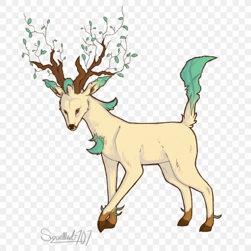 Reindeer Elk Antler Leafeon, PNG, 894x894px, Watercolor, Cartoon, Flower, Frame, Heart Download Free