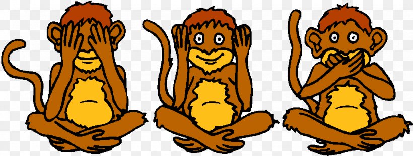 Three Wise Monkeys Drawing Symbol, PNG, 1024x387px, Three Wise Monkeys, Art, Big Cats, Carnivoran, Cartoon Download Free