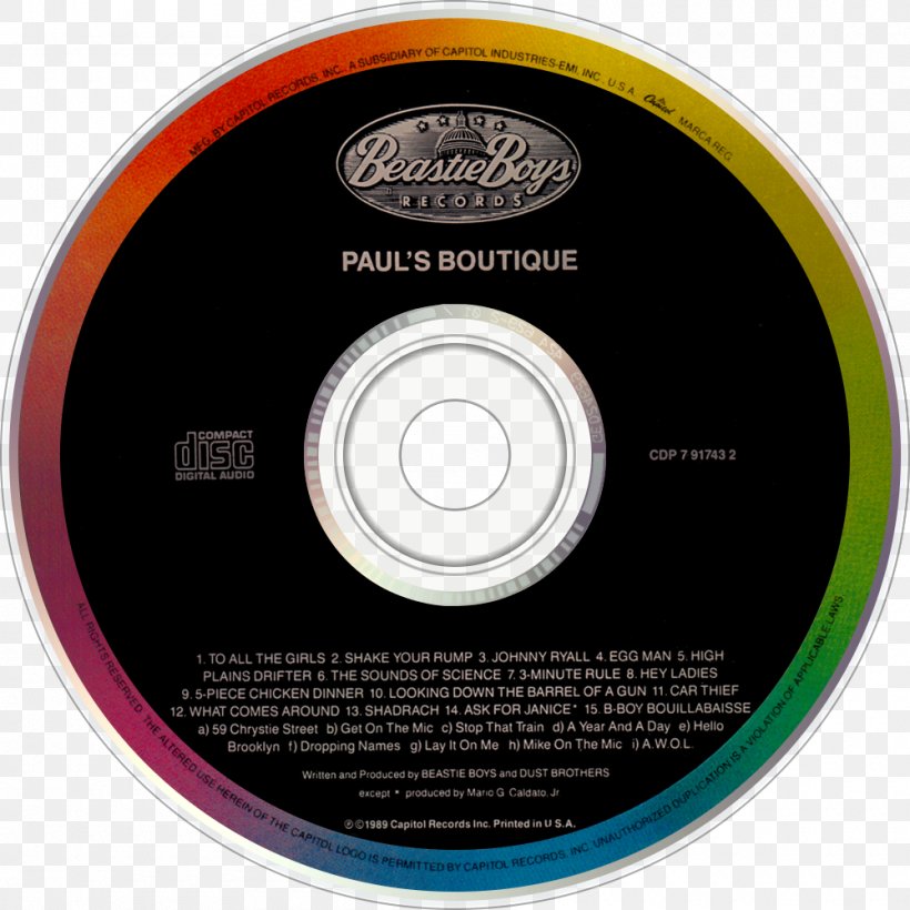 Compact Disc Paul's Boutique Beastie Boys Song, PNG, 1000x1000px, Watercolor, Cartoon, Flower, Frame, Heart Download Free
