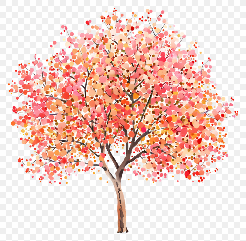 Colorful Tree - Colorful Tree With Autumn Leaves PNG