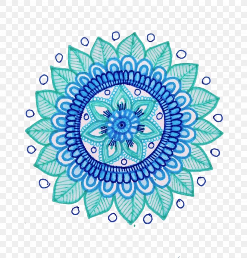 Mandala Paper Mehndi Drawing Tutorial, PNG, 2883x3011px, Mandala, Aqua, Area, Art, Blue Download Free
