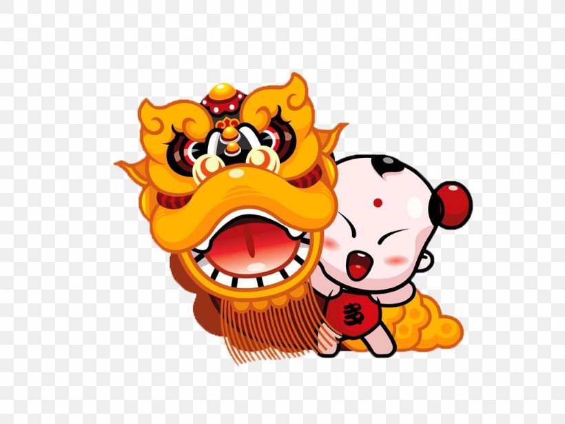Lion Dance Chinese New Year Dragon Dance Cartoon Illustration, PNG, 1024x768px, Lion Dance, Art, Cartoon, Chinese New Year, Dance Download Free
