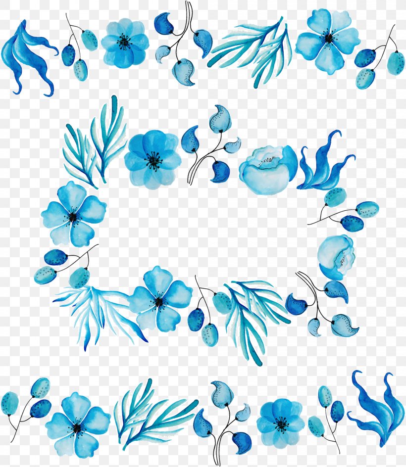 Floral Design Cut Flowers Petal Blue Leaf, PNG, 1997x2301px, Sky Blue, Aqua, Artwork, Blue, Branch Download Free