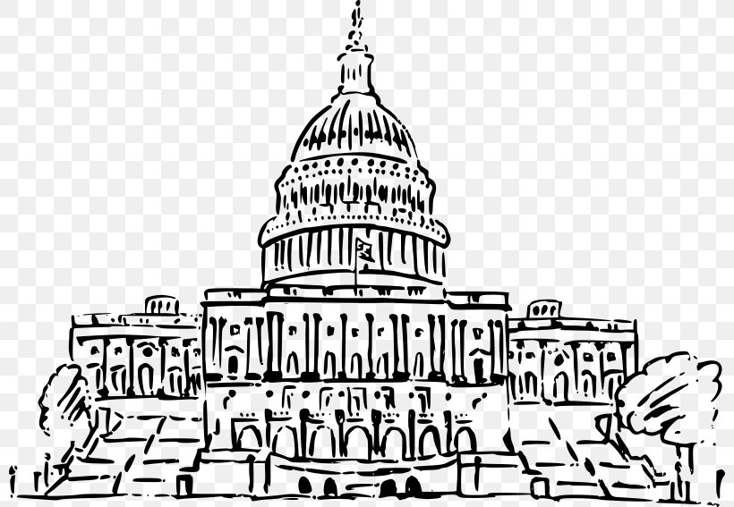 United States Capitol United States Congress Building Clip Art, PNG, 800x567px, United States Capitol, Artwork, Black And White, Building, Facade Download Free