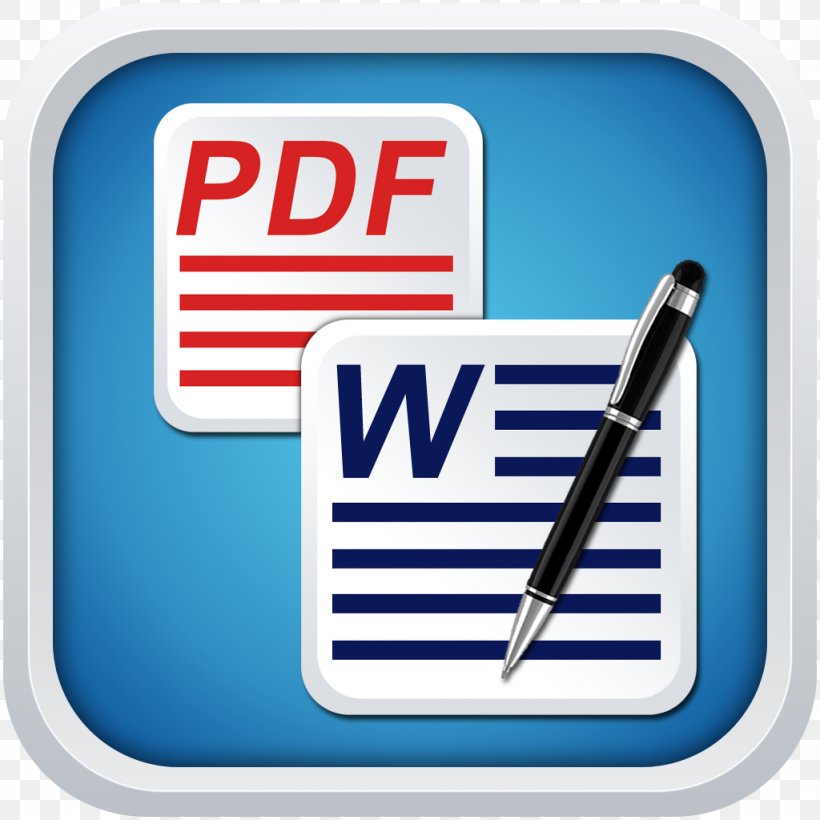 PDF Word Processor Microsoft Word Computer Software Document, PNG, 1024x1024px, Pdf, Area, Blue, Brand, Computer Software Download Free