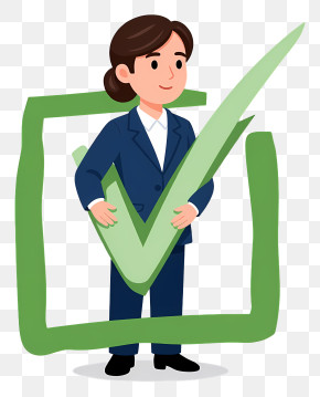 Businesswoman With Green Checkmark PNG