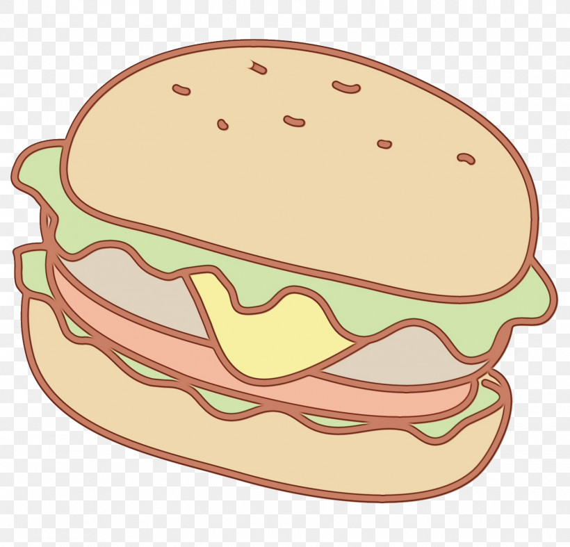 Hamburger, PNG, 1527x1467px, Watercolor, Breakfast, Bun, Cheeseburger, Fast Food Download Free