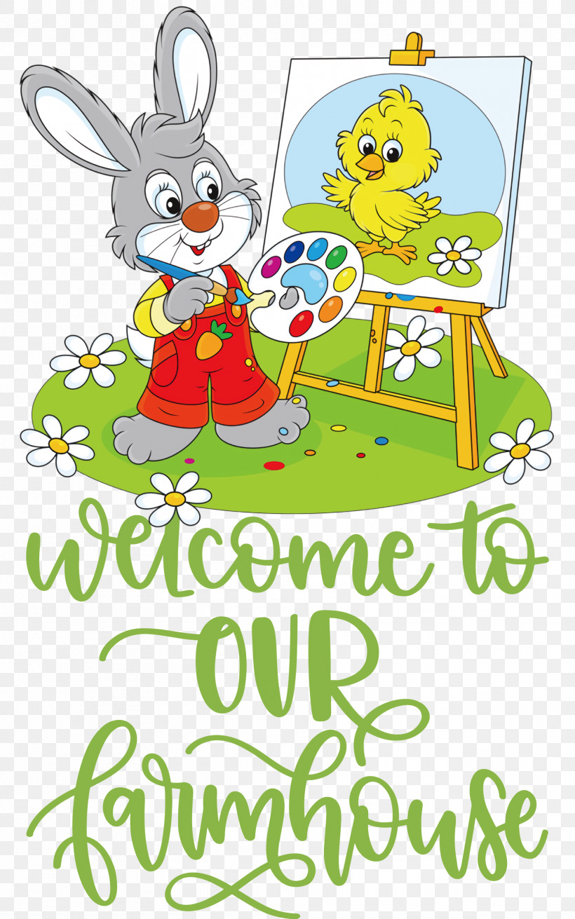 Welcome To Our Farmhouse Farmhouse, PNG, 1876x3000px, Farmhouse, Biology, Cartoon, Easter Bunny, Flower Download Free