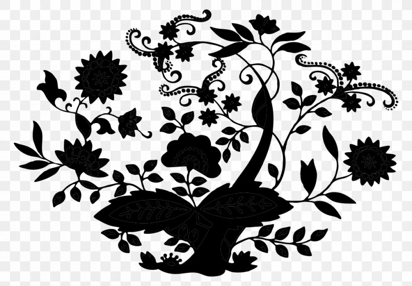 Floral Design Visual Arts Illustration Silhouette, PNG, 1000x695px, Floral Design, Art, Black M, Blackandwhite, Botany Download Free