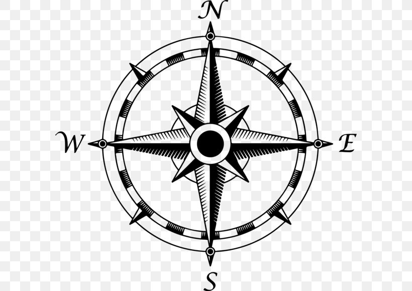 Compass Rose Clip Art, PNG, 600x579px, Compass, Bicycle Wheel, Black And White, Compas, Compass Rose Download Free