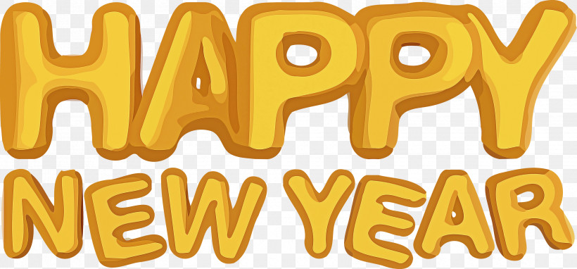 Happy New Year, PNG, 3320x1549px, Happy New Year, Text, Yellow Download Free