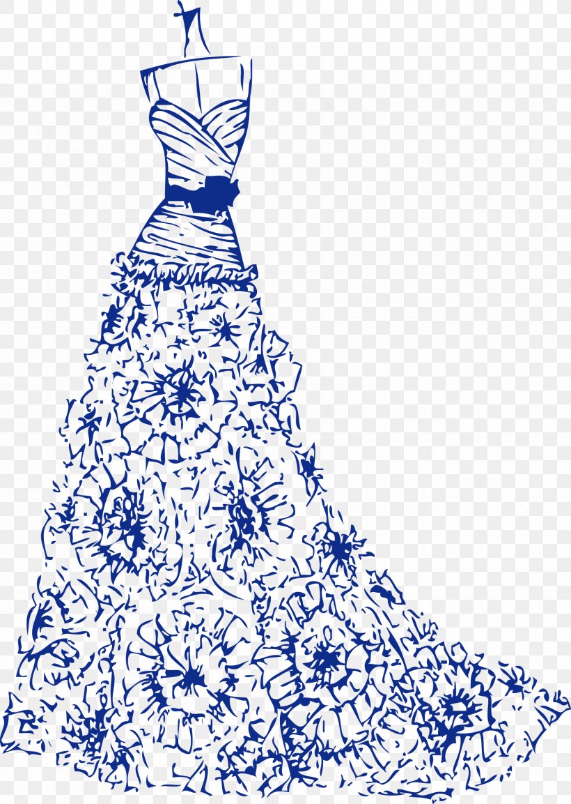 Robe Drawing Cartoon Wedding Dress Marriage, PNG, 1691x2378px, Dress, Art, Black And White, Blue, Cartoon Download Free