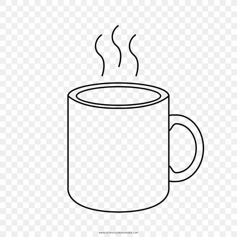 Coffee Cup Mug White Clip Art, PNG, 1000x1000px, Coffee Cup, Area, Artwork, Black, Black And White Download Free