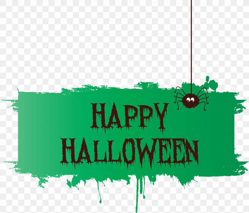 Happy Halloween, PNG, 3000x2577px, Happy Halloween, Green, Logo, M, Text Download Free