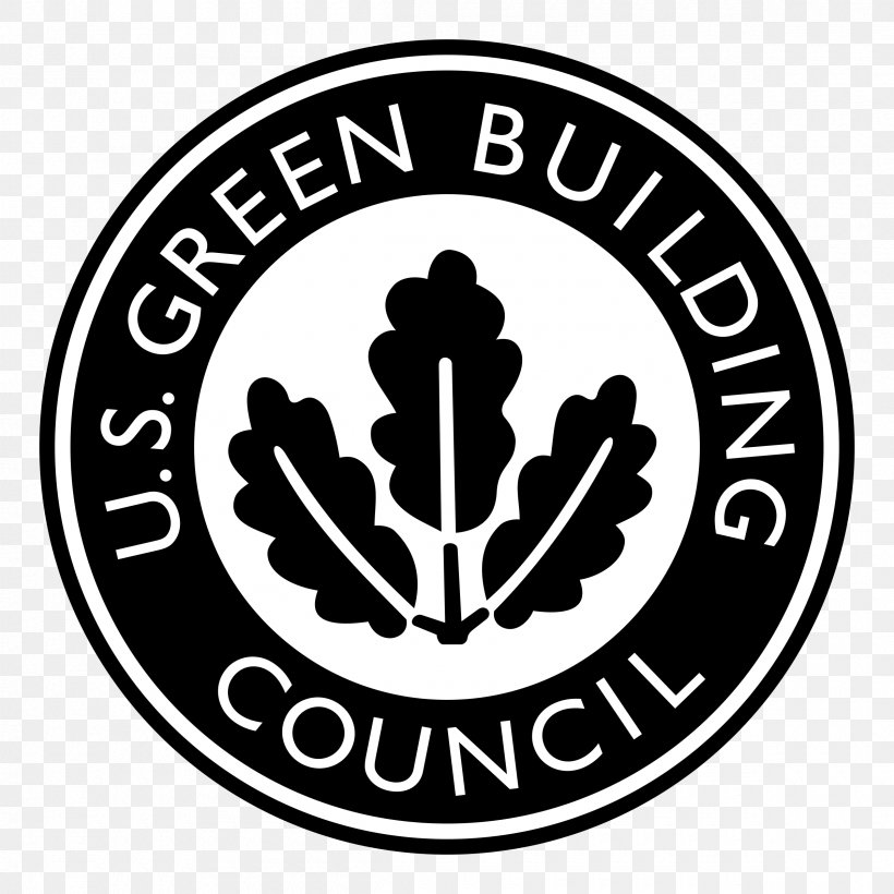 U.S. Green Building Council United States Of America Leadership In Energy And Environmental Design Sustainable Design, PNG, 2400x2400px, Us Green Building Council, Area, Black And White, Brand, Building Download Free