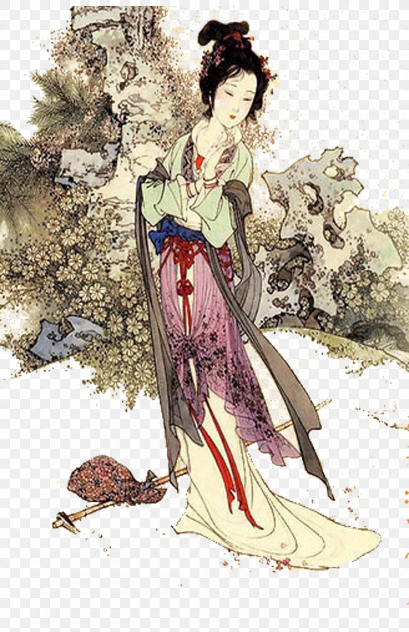 Dream Of The Red Chamber Lin Daiyu Jia Baoyu U540du8457, PNG, 970x1500px, Watercolor, Cartoon, Flower, Frame, Heart Download Free