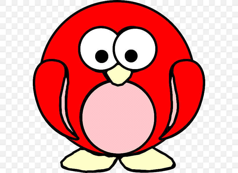 Red Cartoon Cheek Pink Flightless Bird, PNG, 594x596px, Red, Bird, Cartoon, Cheek, Circle Download Free