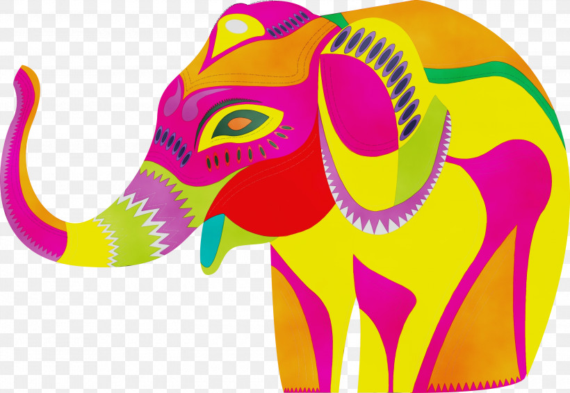 Indian Elephant, PNG, 3000x2074px, Watercolor, African Elephants, Elephant, Indian Elephant, Paint Download Free