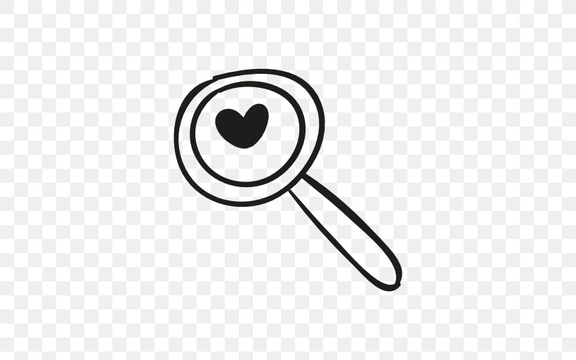 Magnifying Glass Clip Art, PNG, 512x512px, Magnifying Glass, Area, Black And White, Heart, Sign Download Free
