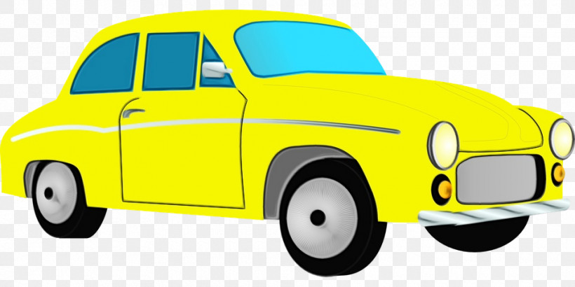 Land Vehicle Car Yellow Vehicle Classic Car, PNG, 960x480px, Watercolor, Car, Cartoon, Classic Car, Compact Car Download Free