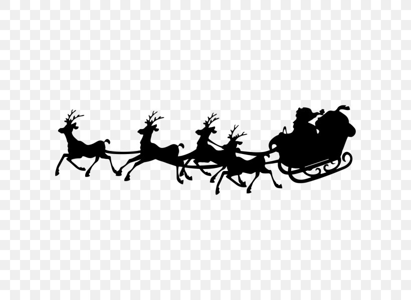 Santa Claus Silhouette Sled Clip Art, PNG, 600x600px, Santa Claus, Antler, Black And White, Christmas, Christmas Music Download Free