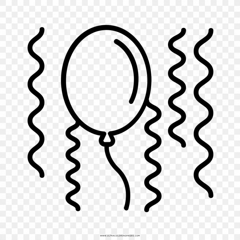 Black And White Coloring Book Drawing Page Balloon, PNG, 1000x1000px, Black And White, Area, Balloon, Black, Book Download Free