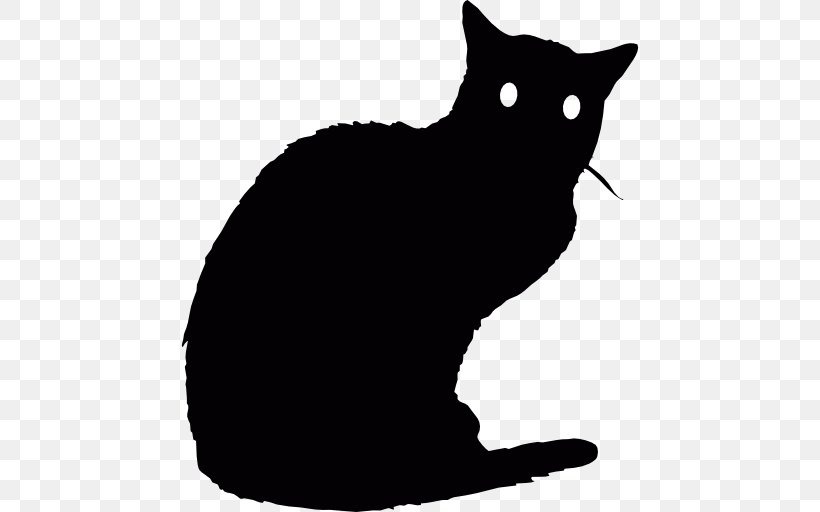 Black Cat Kitten Whiskers Domestic Short-haired Cat, PNG, 512x512px, Black Cat, Animal, Black, Black And White, Carnivoran Download Free