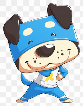 Kawaii Dog - Cartoon Dog In Blue Costume PNG