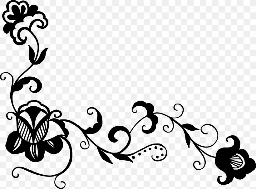 Flower Clip Art, PNG, 3203x2369px, Flower, Art, Black, Black And White, Branch Download Free