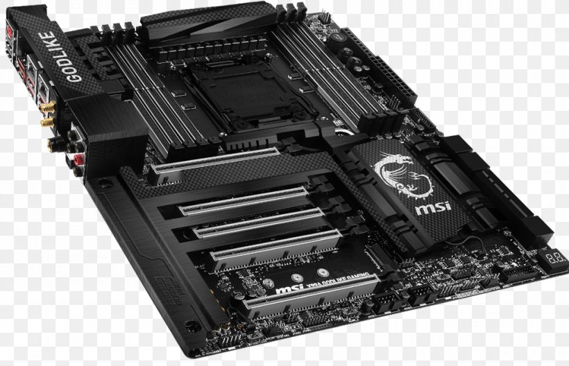Motherboard Intel X99 LGA 2011 MSI X99A GODLIKE GAMING CARBON, PNG, 1000x644px, Motherboard, Atx, Computer Component, Computer Cooling, Computer Hardware Download Free