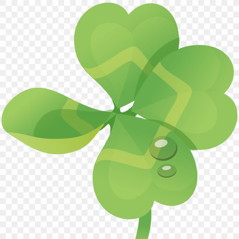 Water Droplets On Clover, PNG, 1000x1000px, Clover, Designer, Fourleaf Clover, Green, Leaf Download Free