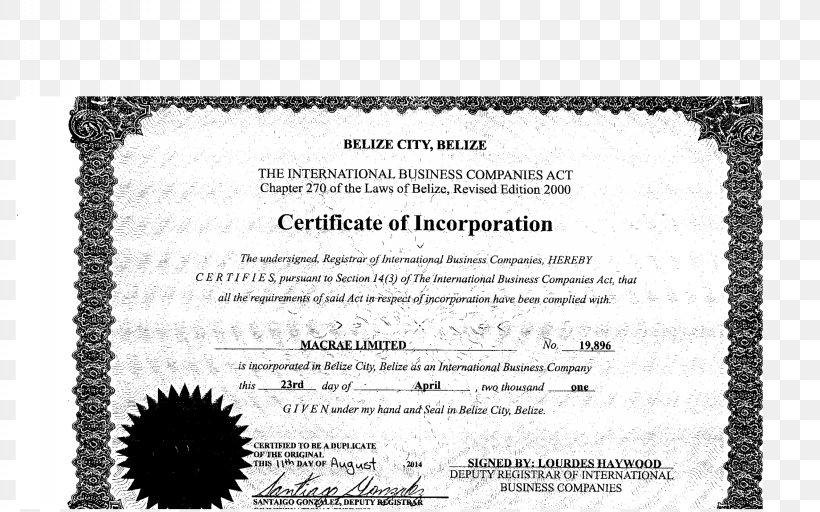 Belize Certificate Of Incorporation White Font, PNG, 2560x1600px, Belize, Black And White, Certificate Of Incorporation, Incorporation, Text Download Free