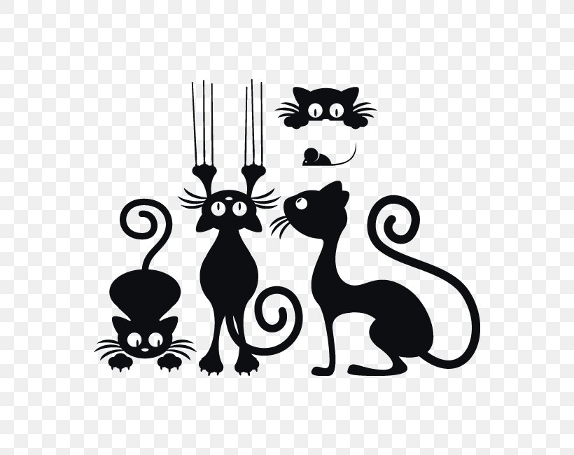 Black Cat Kitten Wall Decal Sticker, PNG, 650x650px, Cat, Art, Black And White, Black Cat, Carnivoran Download Free