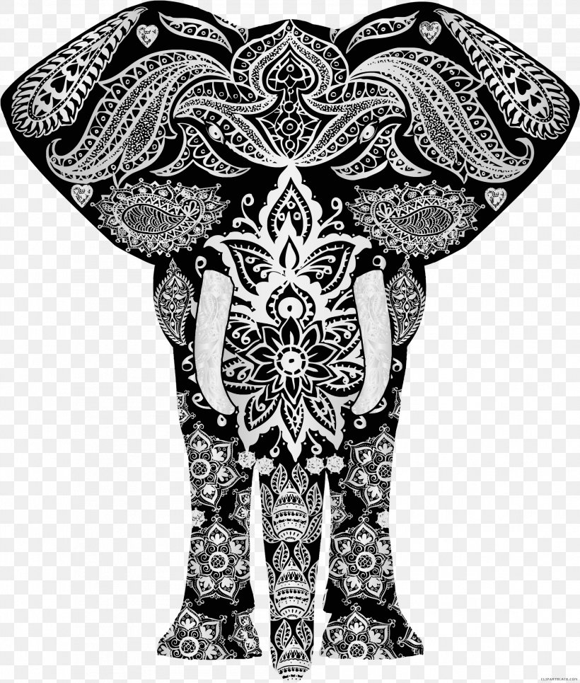 Clip Art Pattern Elephants Ornament Image, PNG, 1987x2339px, Elephants, Animal, Art, Black And White, Drawing Download Free